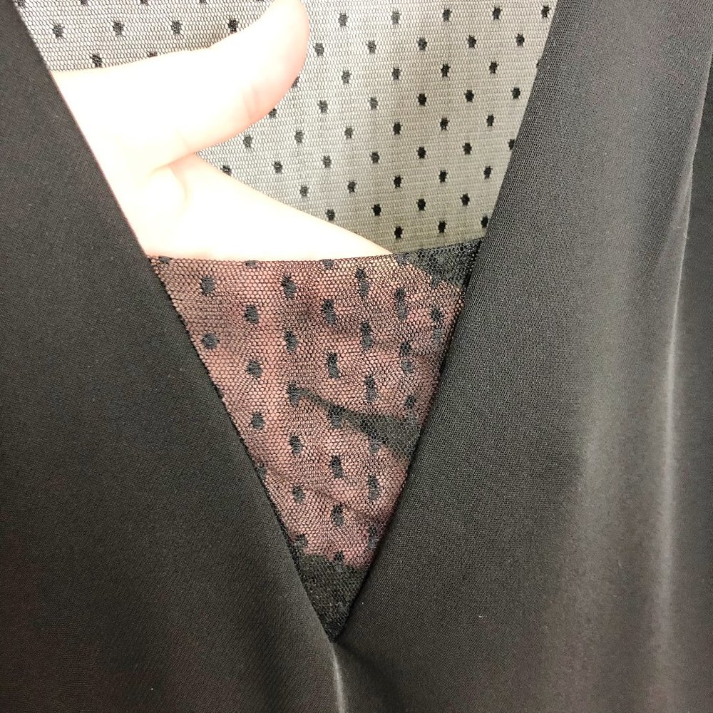 Zara Basic | Black Romper Sheer Swiss Dot Back | L - image 3